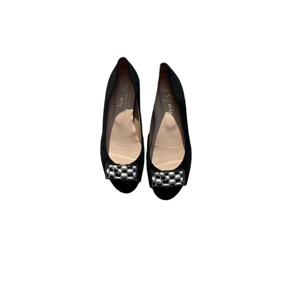 FS/NY French Sole Black Open Toe Flats Slides Slip on Size 7B - Picture 2 of 8